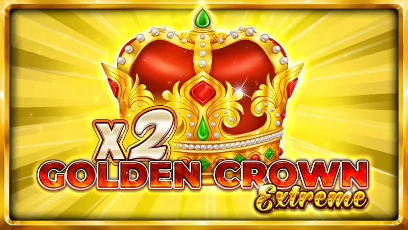 Corona dorada con multiplicador x2 en el logotipo de Golden Crown Extreme