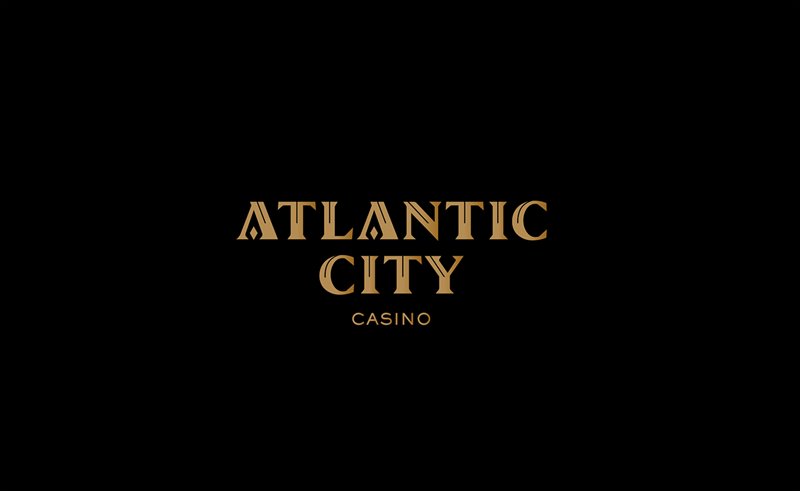 Identidad visual dorada de Atlantic City Casino sobre fondo negro